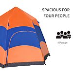 Outsunny Six Man Hexagon Pop Up Tent Camping Festival Hiking Shelter Family Portable