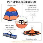 Outsunny Six Man Hexagon Pop Up Tent Camping Festival Hiking Shelter Family Portable