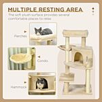 Pawhut Sisal 100cm Cat Tree Tower With Sisal Scratching Post Cream White