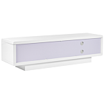 Tv Stand White Mdf High Gloss Cabinet Open Shelves Cable Grommets Minimalistic Beliani