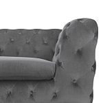 3 Seater Sofa Grey Velvet Chesterfield Style Low Back Beliani