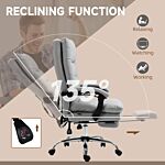 Vinsetto Vibration Massage Office Chair With Heat, Microfibre Computer Chair With Footrest, Armrest, Reclining Back, Double-tier Padding, Grey