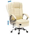 Office Heated Massage Chair Beige Faux Leather Swivel Adjustable Beliani