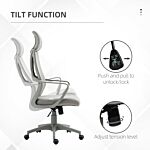 Vinsetto Ergonomic Office Chair W/ Wheel, High Mesh Back, Adjustable Height Home Office Chair - Grey