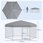 Pawhut Dog Kennel And Run With Lockable Door, For Garden, Patio, Terrace, Large Dogs, 2.1 X 1.85 X 1.5m