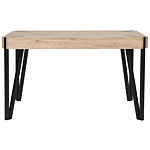 Dining Table Light Wood Top Black Metal Legs 130 X 80 Cm 6 Seater Rectangular Industrial Beliani