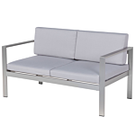 4 Piece Garden Set Grey Plastic Wood Sofa With 2 Chairs And Coffee Table Beliani