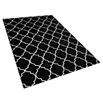 Rug Black With Silver Quatrefoil Pattern Viscose With Cotton 140 X 200 Cm Style Modern Glam Beliani