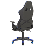 Gaming Chair Black And Blue Faux Leather Swivel Adjustable Armrests And Height Footrest Modern Beliani