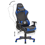 Gaming Chair Black And Blue Faux Leather Swivel Adjustable Armrests And Height Footrest Modern Beliani