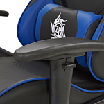 Gaming Chair Black And Blue Faux Leather Swivel Adjustable Armrests And Height Footrest Modern Beliani