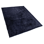 Shaggy Area Rug Blue Cotton Polyester Blend 160 X 230 Cm Fluffy Dense Pile Beliani