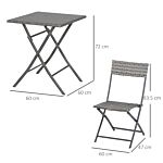 Outsunny Pe Rattan Garden Furniture 2 Seater Patio Bistro Set Folding For 2 Outdoor Table And Chair Set (grey)