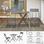 Outsunny Pe Rattan Garden Furniture 2 Seater Patio Bistro Set Folding For 2 Outdoor Table And Chair Set (grey)