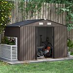 Outsunny 9 X 6ft Garden Metal Storage Shed Outdoor Storage Shed With Foundation Ventilation & Doors, Brown