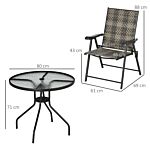 Outsunny 5 Pcs Rattan Dining Sets Garden Dining Set W/ Pe Rattan Folding Armchair, Round Glass Top Dining Table With Umbrella Hole, Mixed Grey