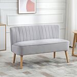 Homcom Modern Velvet Double Seat Sofa W/ Wood Frame Foam Padding High Back Soft Comfortable Compact Couch Grey