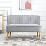 Homcom Modern Velvet Double Seat Sofa W/ Wood Frame Foam Padding High Back Soft Comfortable Compact Couch Grey
