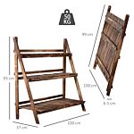 Outsunny 3 Tier Flower Stand Wood Folding Planter Ladder Display Shelf Rack For Garden Outdoor Backyard 100lx37wx93h(cm)