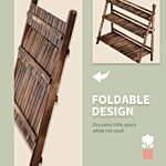 Outsunny 3 Tier Flower Stand Wood Folding Planter Ladder Display Shelf Rack For Garden Outdoor Backyard 100lx37wx93h(cm)