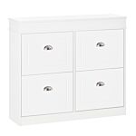 Homcom Shoe Cabinet With 4 Flip Drawers Wood Tipping Bucket Narrow Storage Cupboard With Adjustable Shelf Hall Organizer For Entrance Foyer White