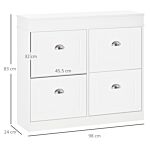 Homcom Shoe Cabinet With 4 Flip Drawers Wood Tipping Bucket Narrow Storage Cupboard With Adjustable Shelf Hall Organizer For Entrance Foyer White