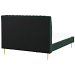 Eu Super King Size Panel Bed 6ft Green Velvet Slatted Base High Headrest Vintage Beliani