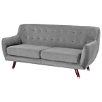 Living Room Set Grey Velvet 3 Seater 2 Seater Armchair Button Tufted Back Beliani