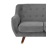 Living Room Set Grey Velvet 3 Seater 2 Seater Armchair Button Tufted Back Beliani