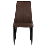 Set Of 2 Dining Chairs Brown Faux Leather Upholstered Seat High Back Beliani