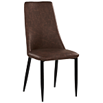 Set Of 2 Dining Chairs Brown Faux Leather Upholstered Seat High Back Beliani