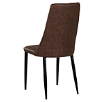 Set Of 2 Dining Chairs Brown Faux Leather Upholstered Seat High Back Beliani