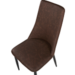 Set Of 2 Dining Chairs Brown Faux Leather Upholstered Seat High Back Beliani