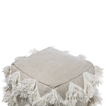 Pouffe Beige Cotton Threads Tassels Decorative Boho Rustic Beliani