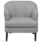 Armchair Grey Fabric Club Chair Nail Head Trim Wooden Legs Beliani