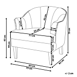 Armchair Grey Fabric Club Chair Nail Head Trim Wooden Legs Beliani