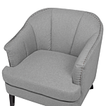 Armchair Grey Fabric Club Chair Nail Head Trim Wooden Legs Beliani