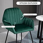 Homcom Modern Arm Chair Upholstered Accent Chair With Metal Base For Living Room Green