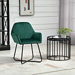 Homcom Modern Arm Chair Upholstered Accent Chair With Metal Base For Living Room Green