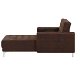 Chaise Lounge Brown Faux Leather Tufted Modern Living Room Reclining Day Bed Silver Legs Track Arms Beliani