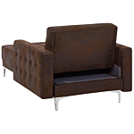 Chaise Lounge Brown Faux Leather Tufted Modern Living Room Reclining Day Bed Silver Legs Track Arms Beliani