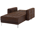 Chaise Lounge Brown Faux Leather Tufted Modern Living Room Reclining Day Bed Silver Legs Track Arms Beliani