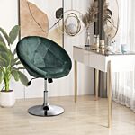 Homcom Modern Dining Height Bar Stool Velvet-touch Tufted Fabric Adjustable Height Armless Tub Chair With Swivel Seat, Green
