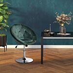 Homcom Modern Dining Height Bar Stool Velvet-touch Tufted Fabric Adjustable Height Armless Tub Chair With Swivel Seat, Green