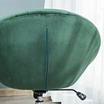 Homcom Modern Dining Height Bar Stool Velvet-touch Tufted Fabric Adjustable Height Armless Tub Chair With Swivel Seat, Green