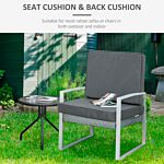 Outsunny Set Of 2 Garden Seat And Back Cushion Set, Replacement Cushions For Outdoor Furniture With Seat Cushion And Back Cushion, Dark Grey