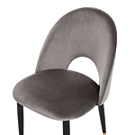 Set Of 2 Dining Chairs Grey Velvet Upholstery Black Legs Retro Glamour Beliani