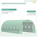 Outsunny 6 X 3 X 2 M Large Walk-in Greenhouse Garden Polytunnel Greenhouse With Steel Frame, Zippered Door And Roll Up Windows, Green