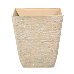 Set Of 2 Plant Pots Beige Stone Polyresin 39 X 39 X 43 Cm Indoor Outdoor Square Beliani