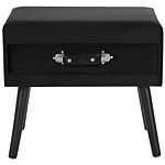 Side Table With Storage Black Velvet Upholstery Black Legs 46 X 50 X 35 Cm Suitcase Beliani